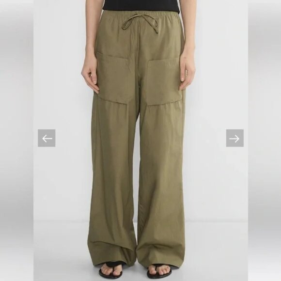 Aritzia Babaton System Poplin Pant Wide Leg Pants Army Olive Green Size Small - Picture 1 of 8